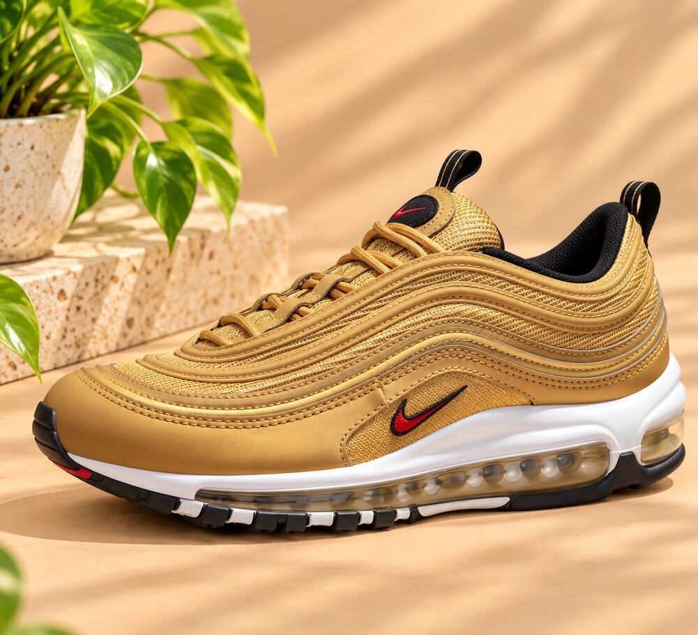 USED Nike Air Max 97 Trainers, Gold, 8 Women